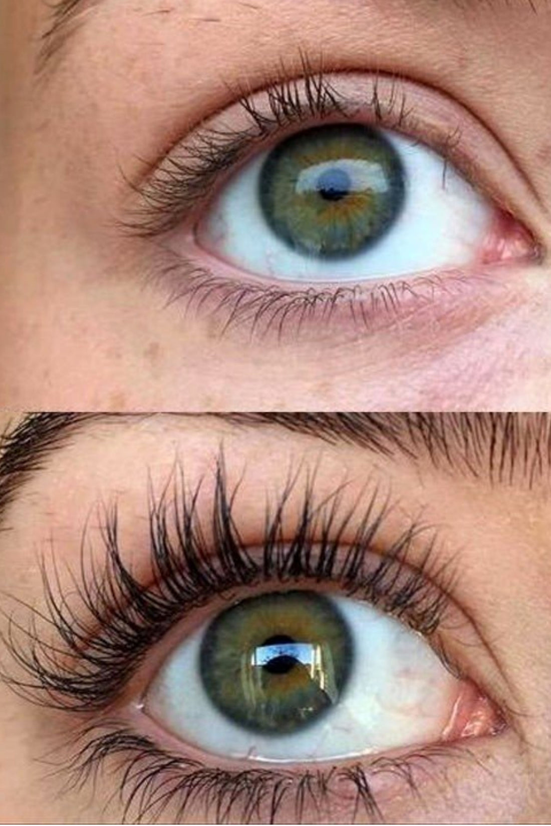 Blue eye with visibly longer and healthier-looking natural lashes thank to qualash serum
